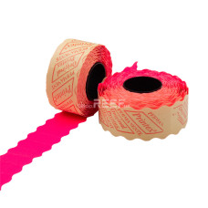 Етикет-стрічка 26x12 фігурна малинова Printex